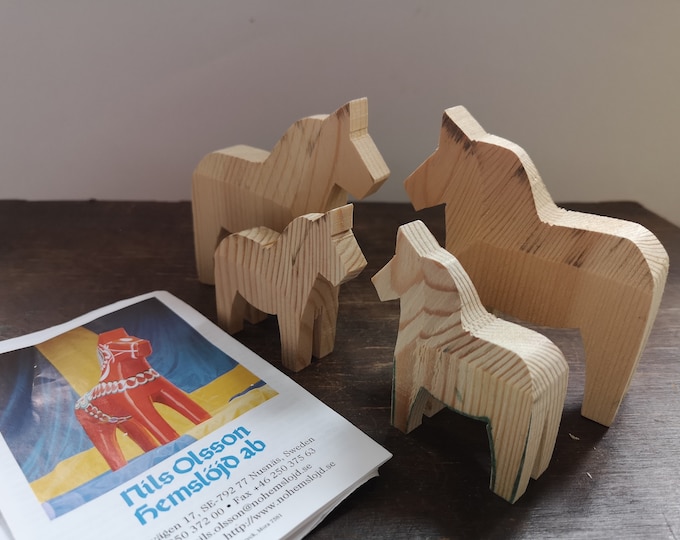 Hand carved Dala Horse Natural wood Dala horse Dala figurine Swedish folk art