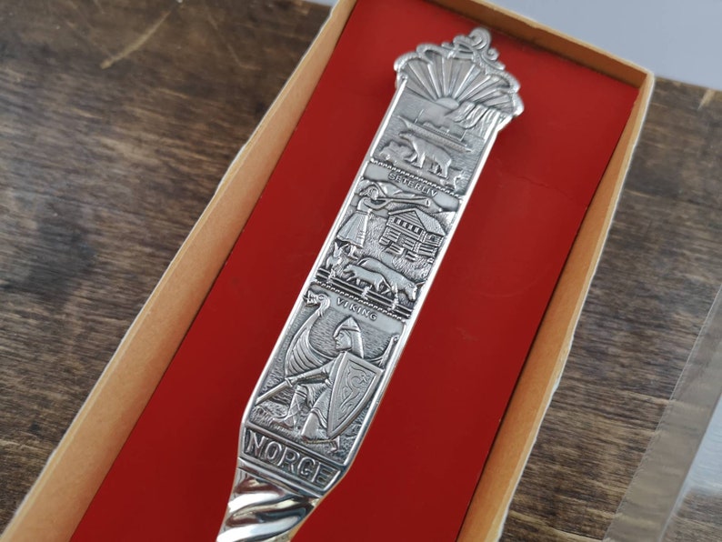 Vintage Pewter spoon Norwegian tin spoon Norway souvenir spoon Scandinavian design