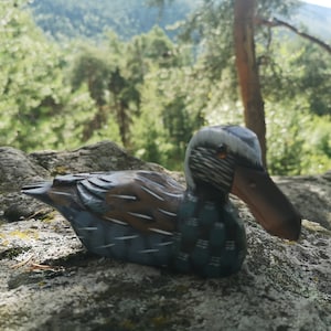 Wood Duck figurine Carved Wooden duck statue Easter home decor duck