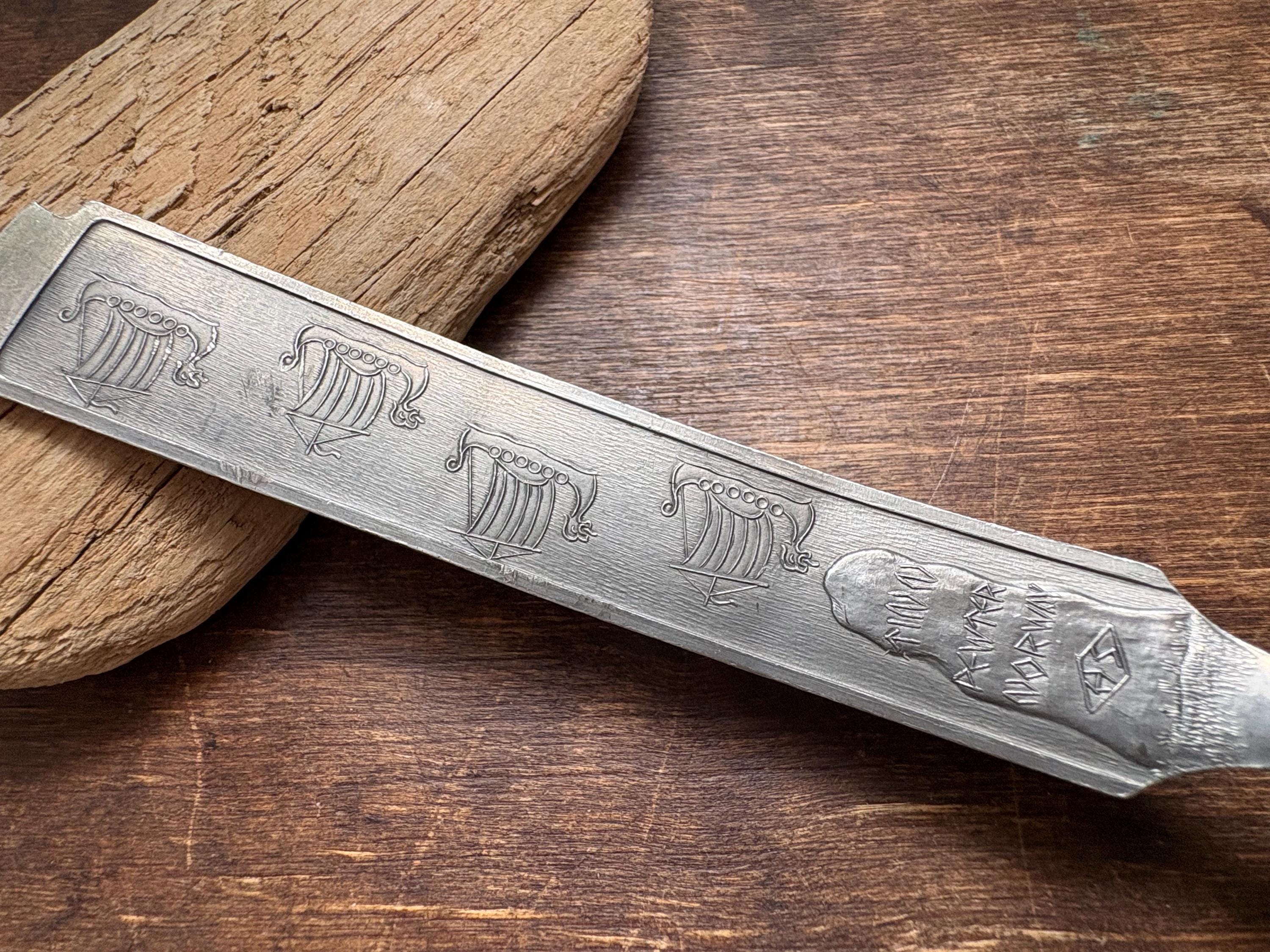 Vintage Pewter spoon Norwegian tin spoon Viking Heilag Olav spoon 