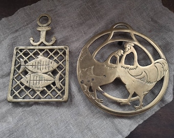 Vintage brass trivet Brass pot holder Vintage kitchen