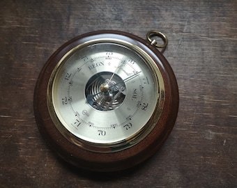 Vintage German wooden barometer Weather forecast gauge Vintage wall barometer