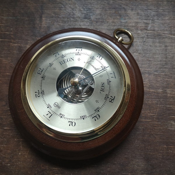 Vintage German wooden barometer Weather forecast gauge Vintage wall barometer