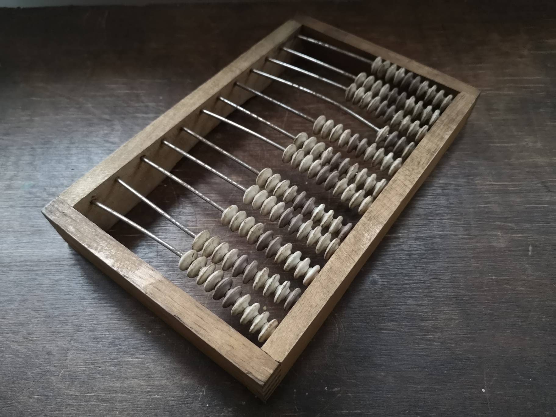 Soviet vintage small size wooden abacus with plastic beads Children abacus  USSR era 1970-80s Soviet collectible
