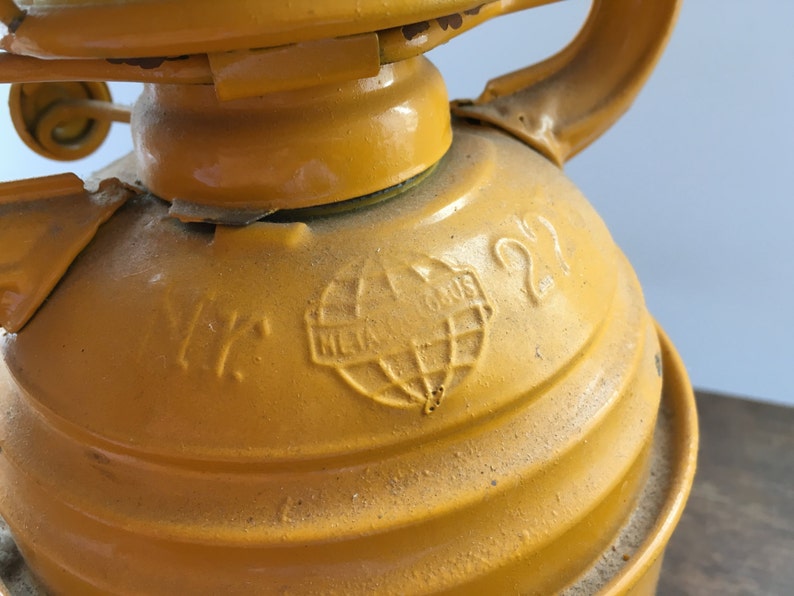 Vintage oil lamp Yellow oil lamp Metal petrol lamp Kerosene Etsy