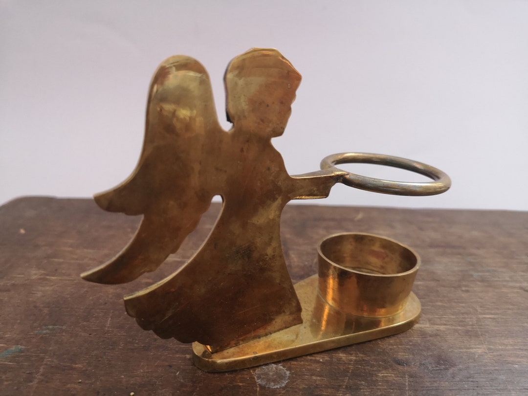 Vintage Brass Angel Candle Holder Christmas Angel Decoration Etsy