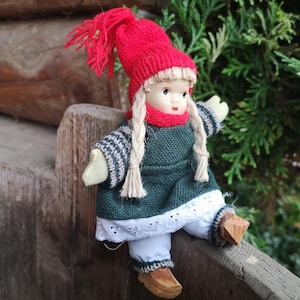 Swedish Christmas gnome girl Scandinavian Christmas doll Pixie gnome girl Vintage Christmas figurines Christmas collectibles