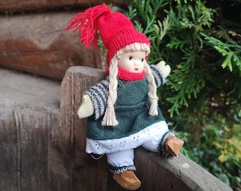 Swedish Christmas gnome girl Scandinavian Christmas doll Pixie gnome girl Vintage Christmas figurines Christmas collectibles