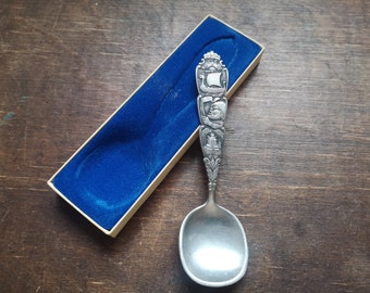 Vintage Pewter teaspoon Norwegian tin spoon Norway souvenir spoon Scandinavian design