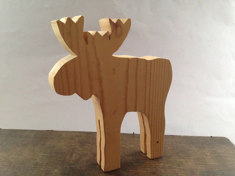 Vintage Wooden Elk Handmade Elk Figurine Carved Wood Elk Etsy