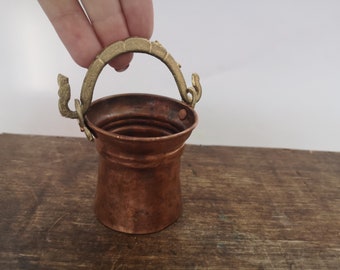 Scandinavian vintage copper bucket with a brass handle Scandinavian design Home decor