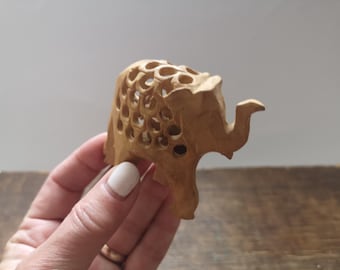 Vintage wooden elephant statue Wooden elephant Wooden carved elephant Modern home decor