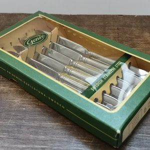 Swedish Gense Eskilstuna knives Swedish vintage cutlery Set of 6 antique knives Primans cutlery Swedish new silver knives