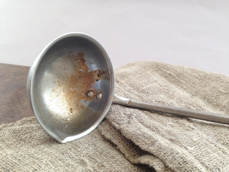 Vintage Sauce Spoon Gravy Ladle With Wooden Handle Farmhouse Etsy