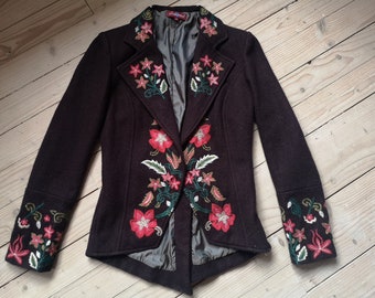 Brown embroidered jacket by Susan Graver black coat ladies outerwear