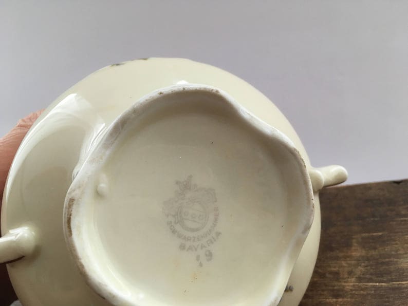 Antique Bavaria sugar bowl White pink floral sugar bowl Shabby flatware