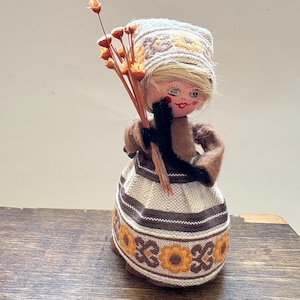 Swedish wooden doll Swedish doll figurine Girl figurine Wooden folk doll Handmade Sweden souvenir