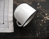 Soviet Vintage white enamel mug Farmhouse kitchen decor Shabby chic kitchen 1960-70s