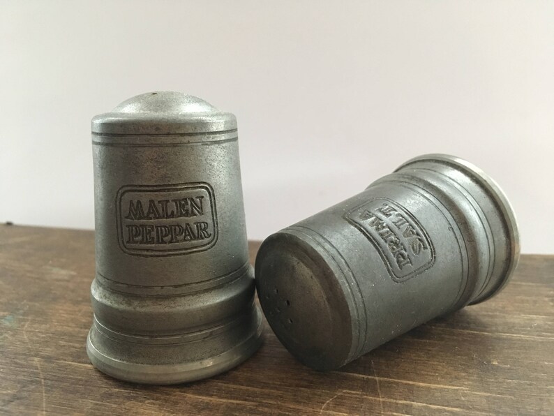 Pewter pepper salt shaker set Scandinavian tin salt pepper shaker set Swedish vintage pepper shaker Vintage Kitchen decor