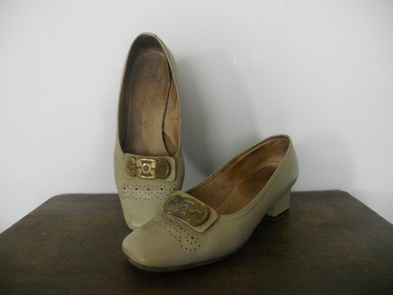 Soviet Vintage Ladies Shoes Beige Shoes 50s Size EUR 37/38 US - Etsy