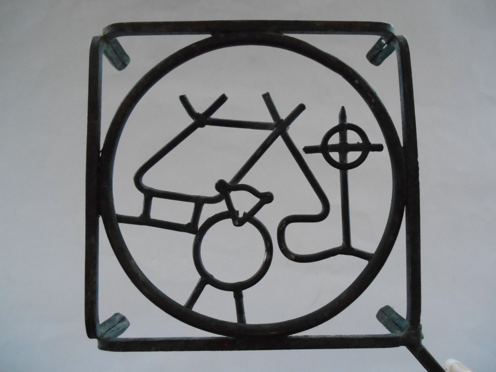 Vintage Metal Pot Holder Black Metal Trivet With a Handle Etsy