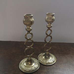 Vintage English candle holder set Ornate candle holder set Floral candle holder Cottage chic candle holder