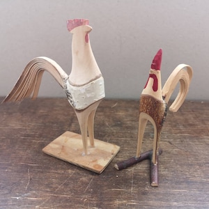 Vintage wood rooster Handmade wood rooster Wood Easter decor Wooden rooster figurine Swedish folk art