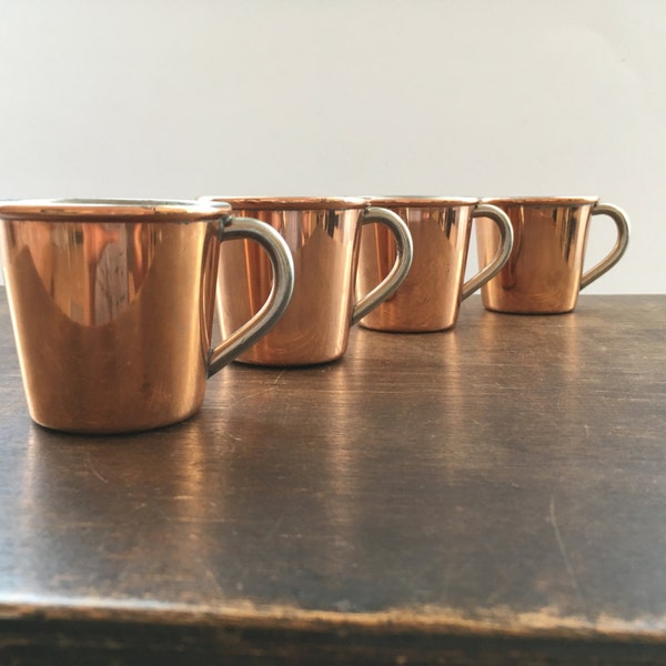 Vintage Swedish miniature set of 4 Copper Cups Small mulled wine copper cups Punch cup set