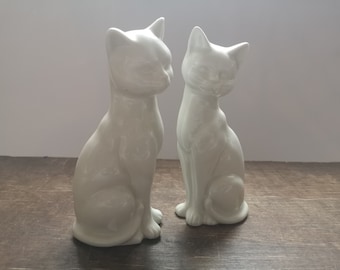 Ceramic white cat set cat figurines cat statue