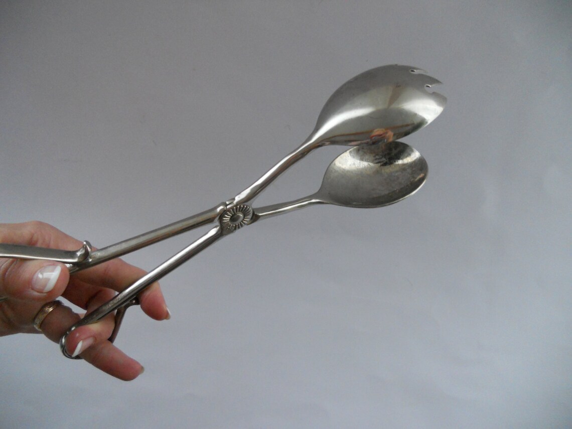 Vintage silverplated Tongs Salad serving tongs E.P.Zinc Etsy