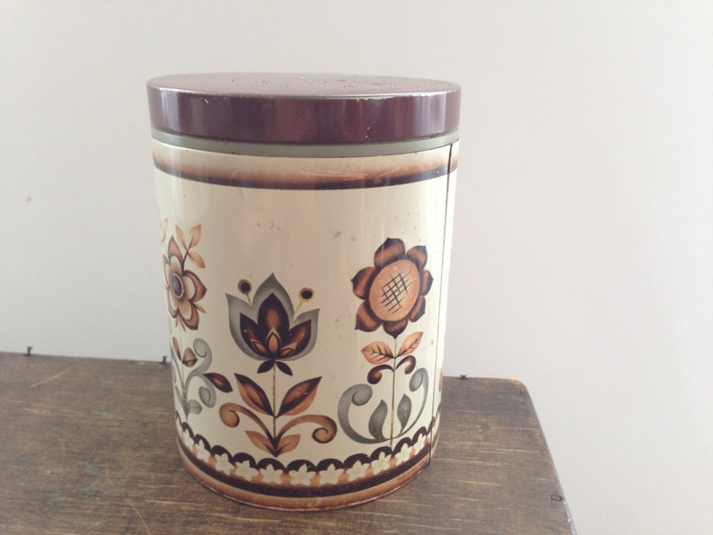 Scandinavian tin box Round floral tin box with a lid Floral Etsy