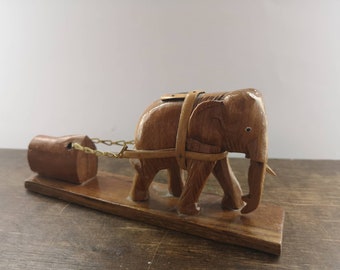 Vintage wooden elephant statue Wooden elephant Wooden carved elephant Modern home decor