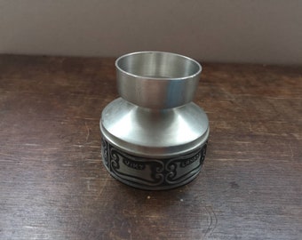 Vintage Norwegian pewter Candle holder Tin candle holder Metal candleholder Norwegian art Christening gift New baby gift