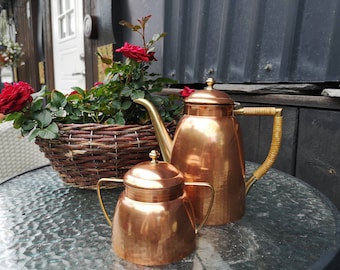 Vintage Eskilstuna coffee kettle Copper brass sugar bowl Copper kettle Farmhouse kitchen decor Cottage Shabby kitchen