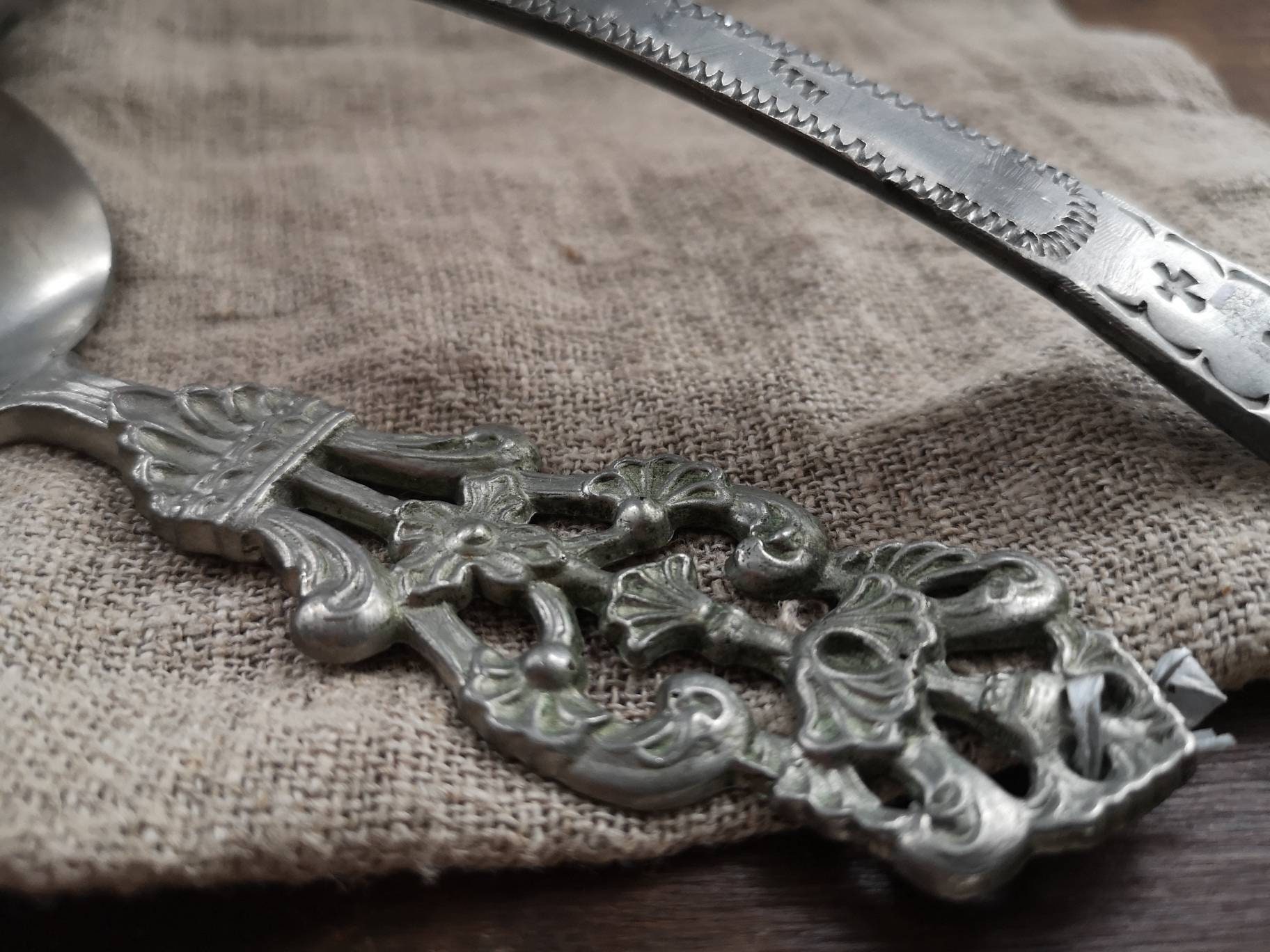 ヴィンテージノルウェーピューターレードル ブリキレードル 原始的な