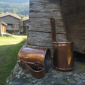 Caneca de cobre norueguesa com alça Jarra de latão Jarra de latão Copo de cozinha de fazenda