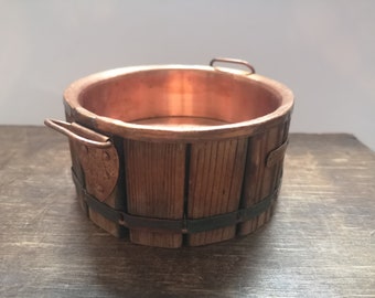 Vintage wooden Pewter bowl Norwegian Viking Heilag Olav bowl footed tin bowl Scandinavian design tin bowl