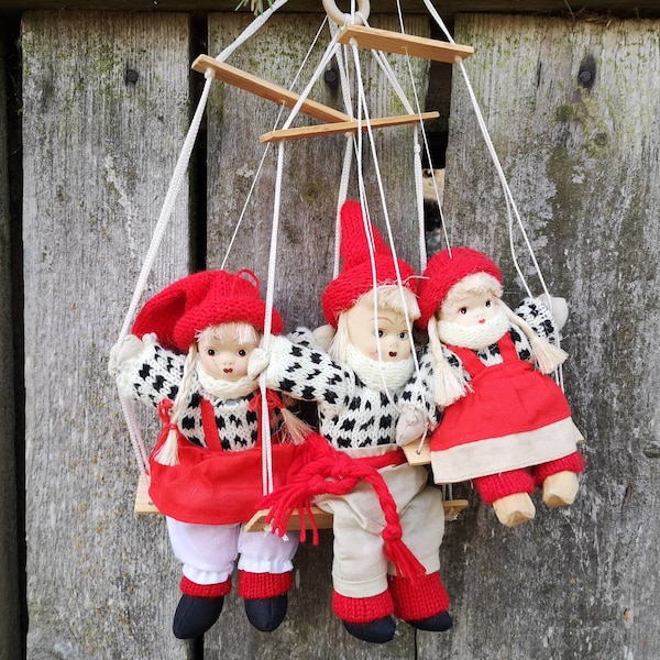 Swedish Christmas gnome dolls Scandinavian hanging Christmas doll Pixie gnome  Vintage Christmas figurines Christmas collectibles