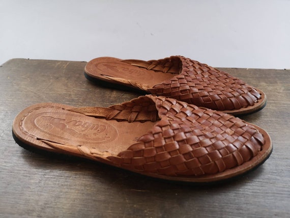 Vintage slippers Brown leather slippers BOHO HIPPI