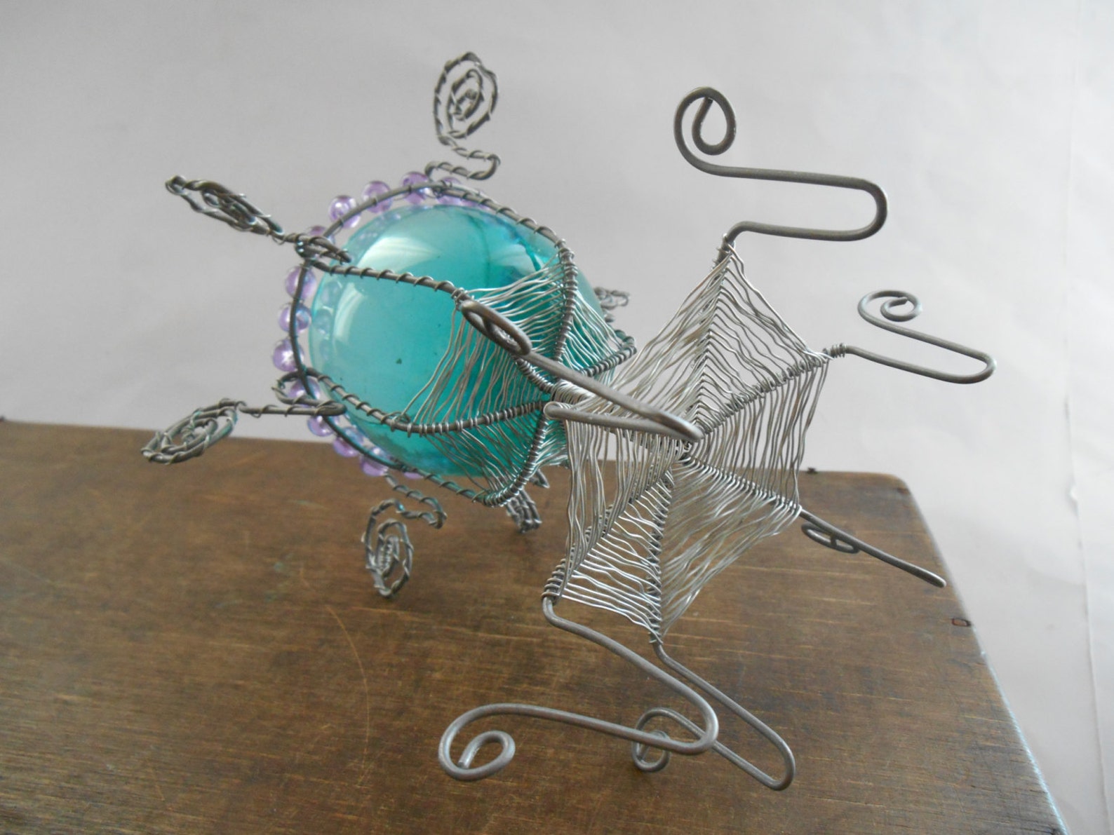 Wire Tea Set Project Vintage Candle Holder Handmade Wire Tea Light Holder With Aqua Blue ...