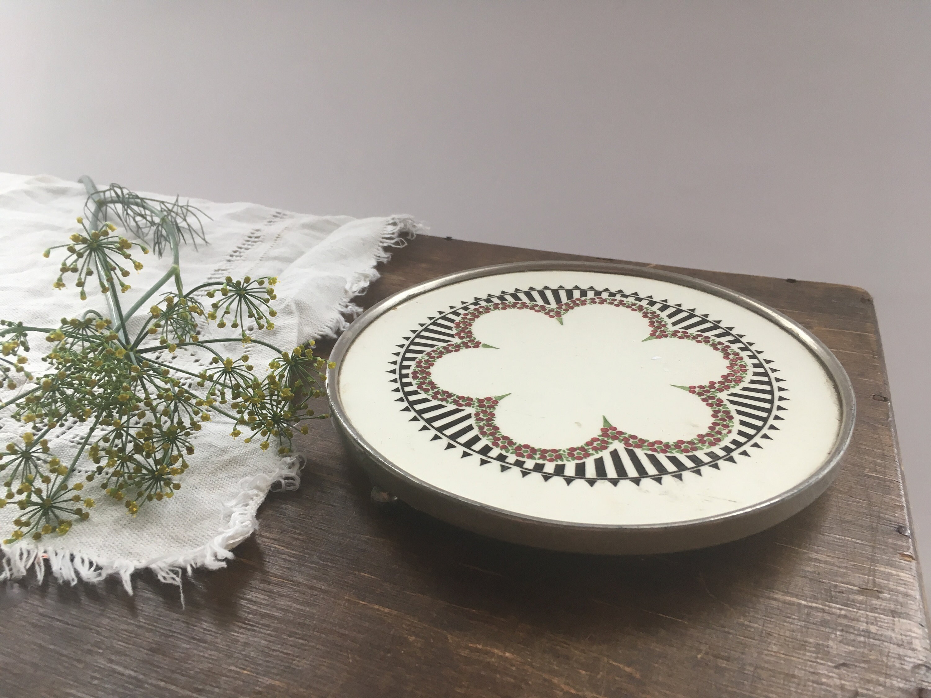 Antique Porcelain Metal Pot Holder Teapot Stand Round Pot Etsy Sweden