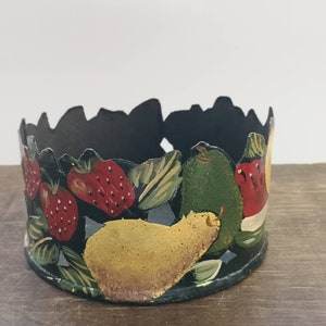 Vintage Bowl made in haiti Painted black bowl fruit bowl