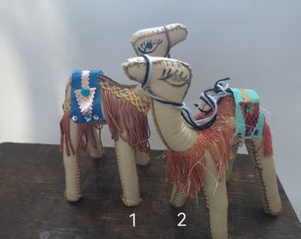 Vintage camel figurine  Leather camel HANDMADE camel White camel toy