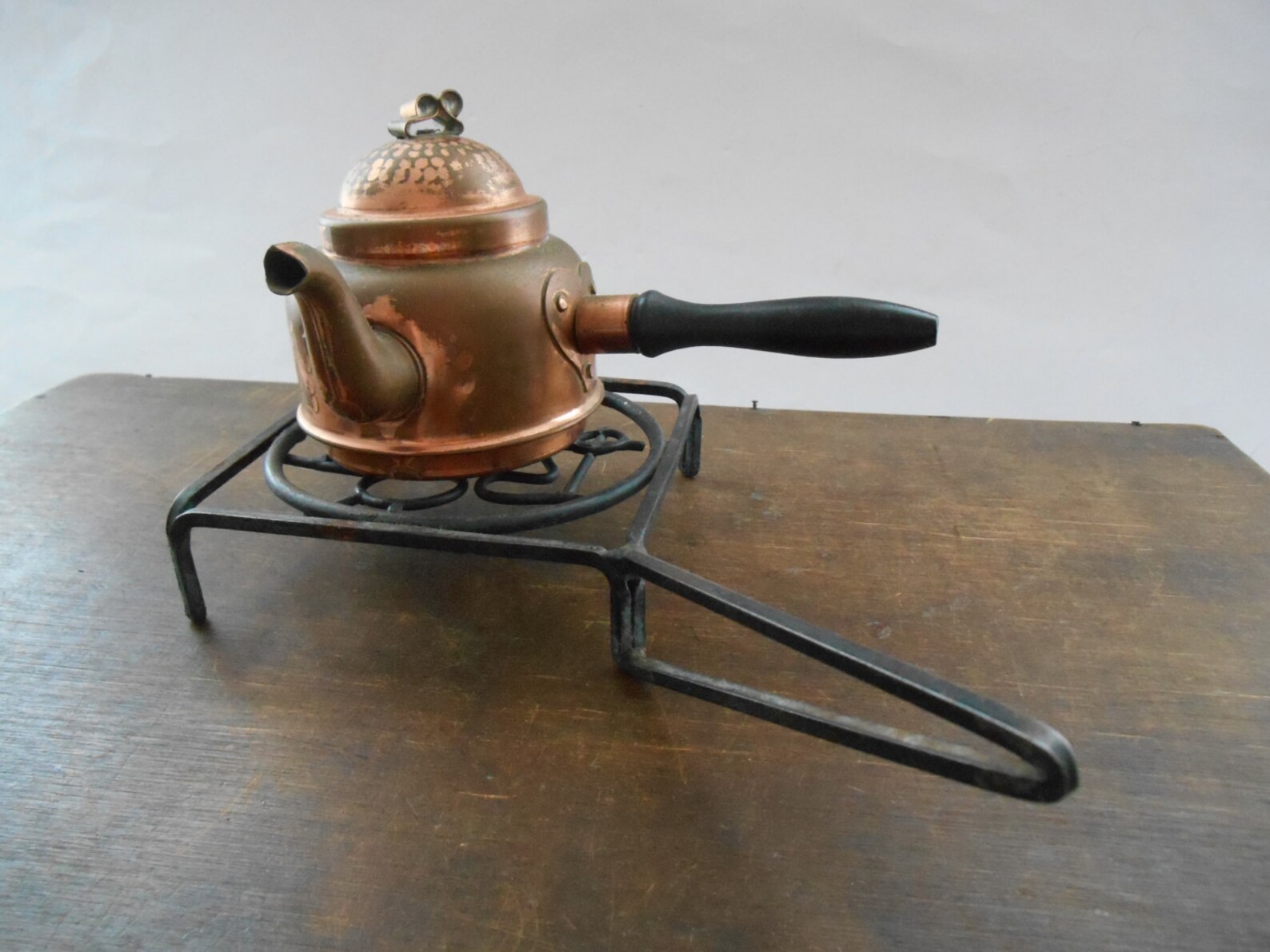 Vintage Metal Pot Holder Black Metal Trivet With a Handle Etsy