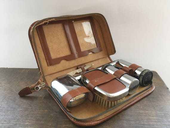 Vintage English Mens Travel Kit Shaving Vanity Vintage English Mens Travel Kit Shaving