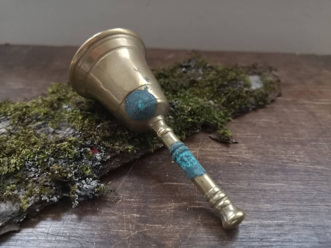 Vintage Brass Bell Small Brass Hand Bell Handbell Etsy