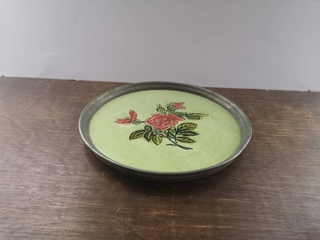 Antique Porcelain Metal Pot Holder Teapot Stand Round Pot Etsy