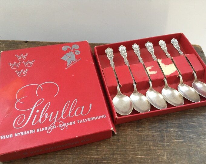 Vintage Tea Spoons Set of 6 Prima Nysilver Teaspoons Alpacca Tea Spoon