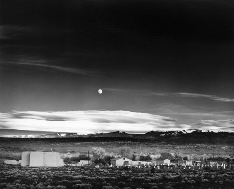 Ansel Adams Moonrise over Hernandez New Mexico classic Etsy