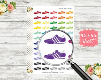 Running Shoe Stickers - Workout Stickers - Exercise Stickers - Planner Stickers - Sneaker Stickers - Gym Stickers - Fitness Stickers - H168